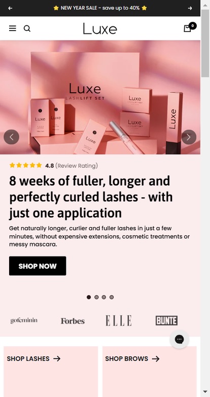 Luxe Cosmetics mobile view