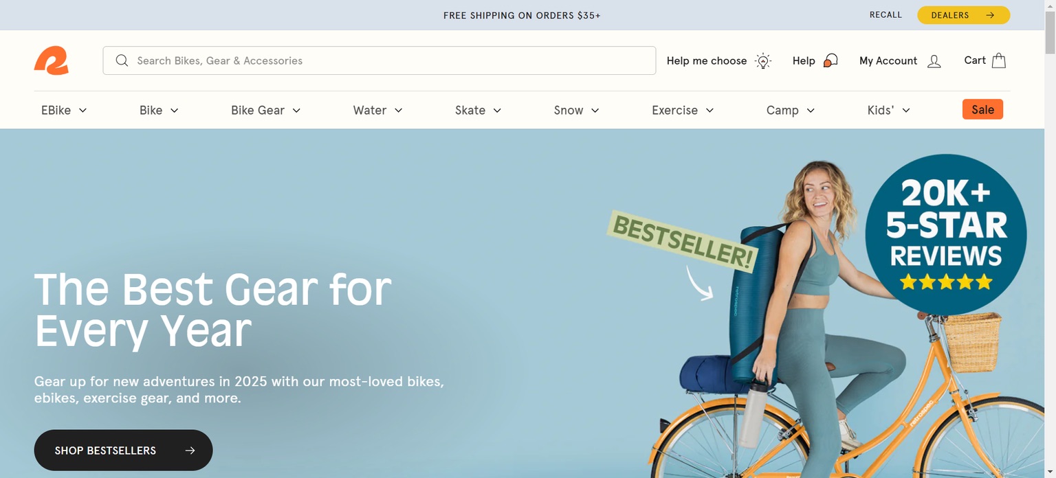 Retrospec Shopify store homepage